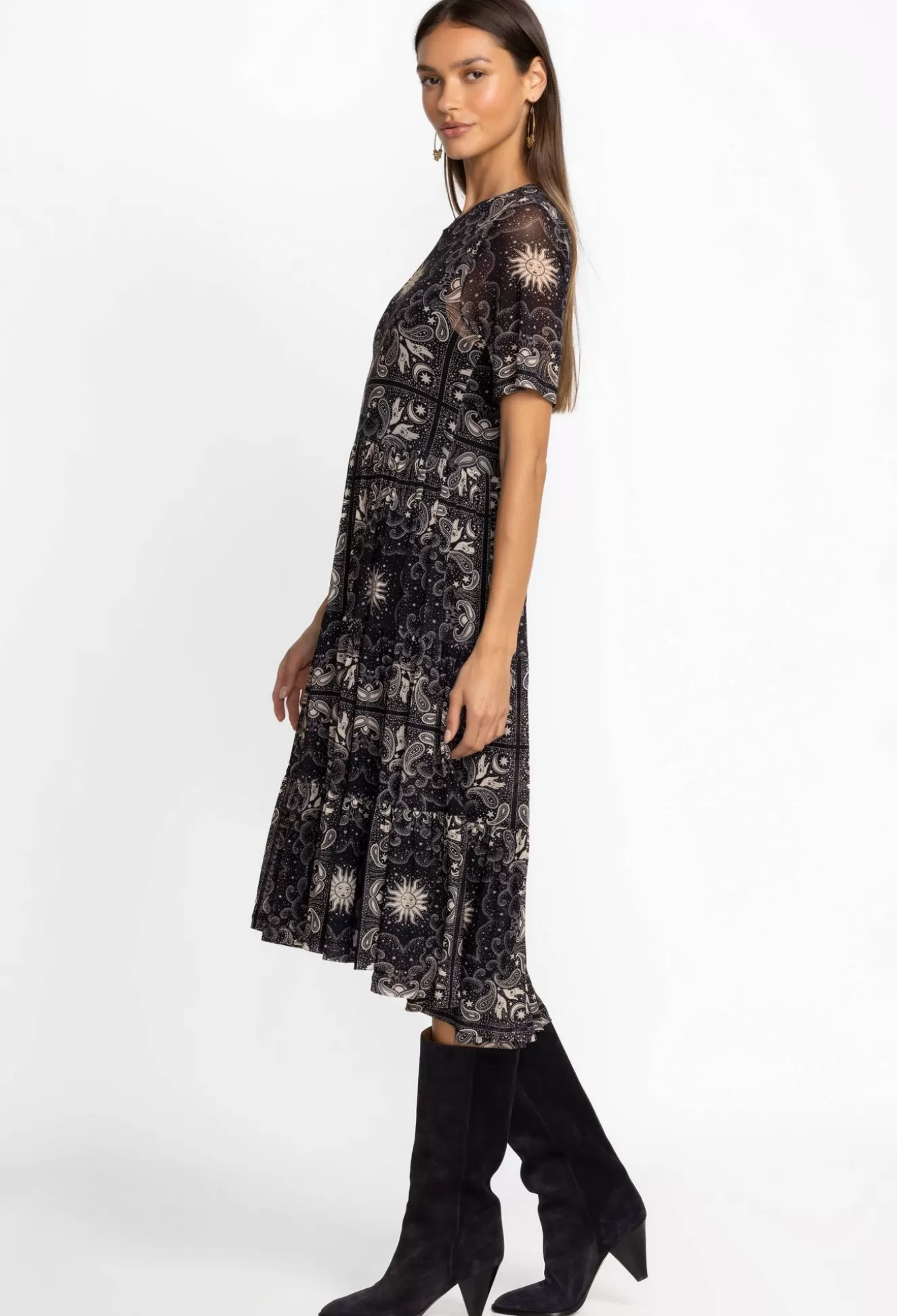 Dresses>Johnny Was Mesh Tiered Dress Runa