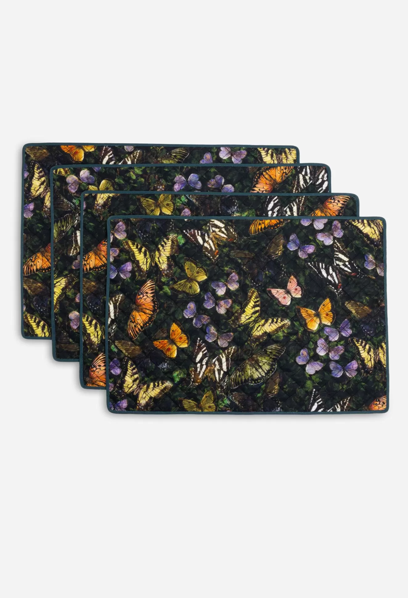Home Accessories>Johnny Was Midnight Mariposa Set Of 4 Quilted Placemats Midnightmariposa