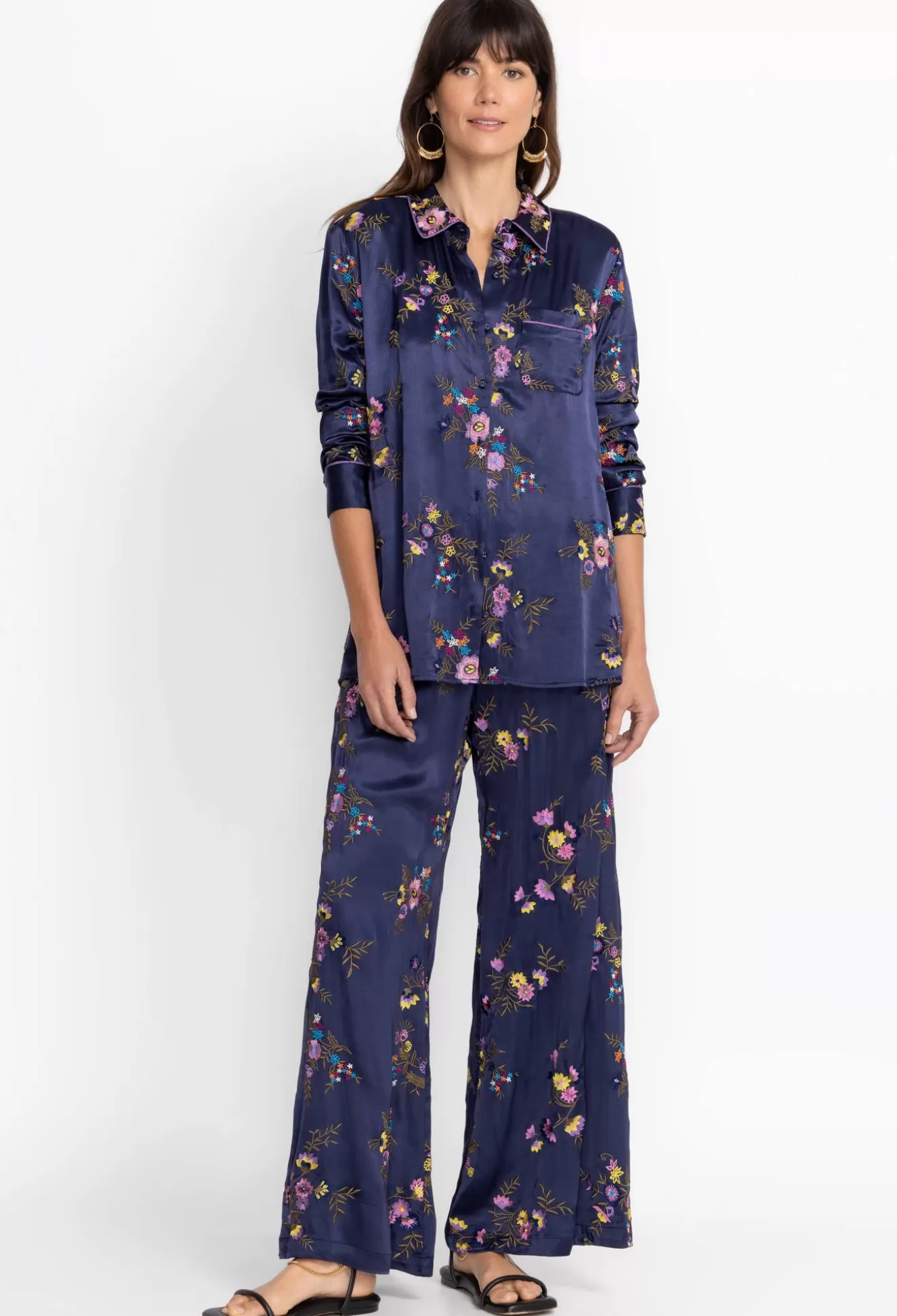 Bottoms>Johnny Was Misty Rayon Easy Pant Sapphire Blue