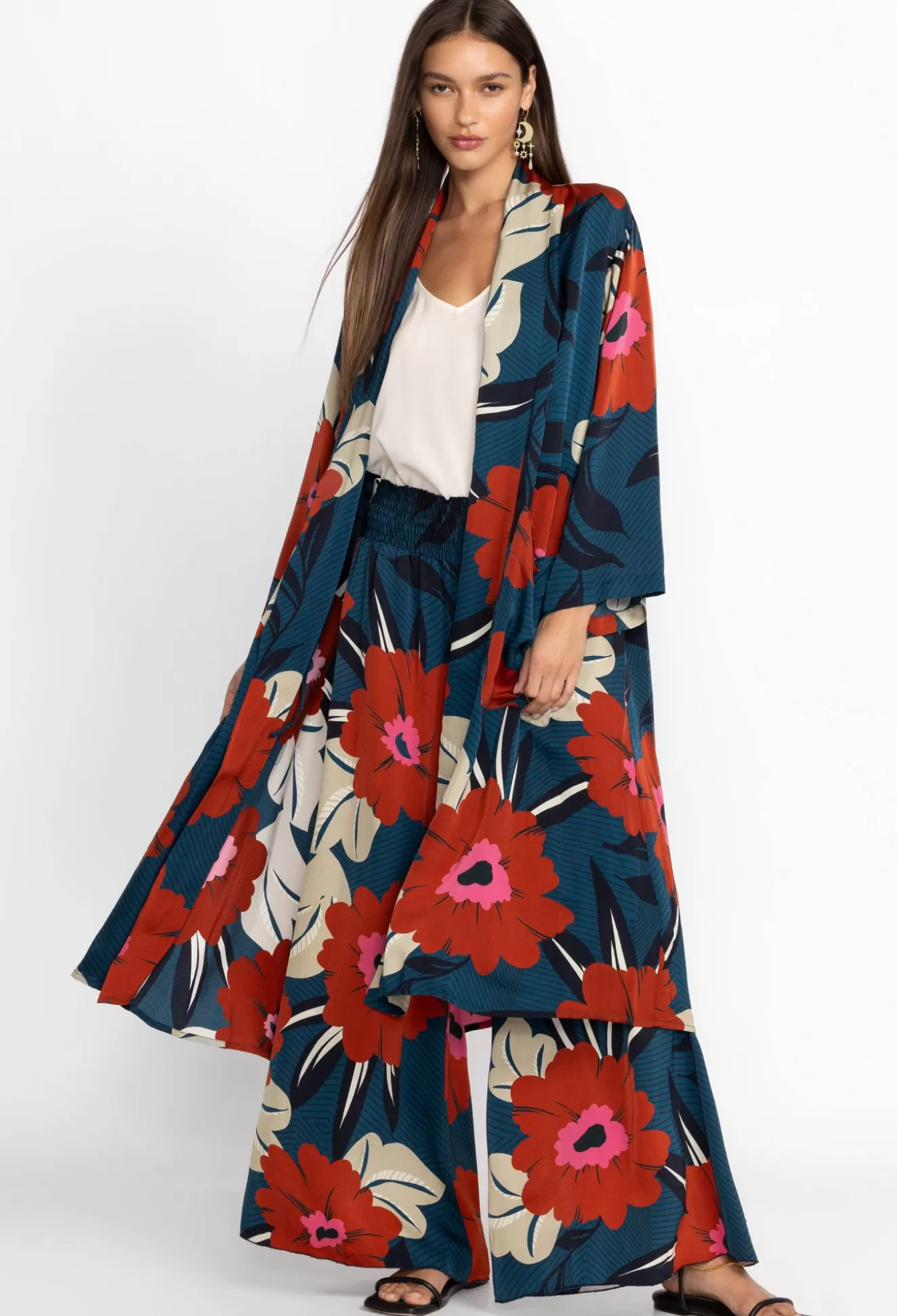 Kimonos>Johnny Was Natalia Silk Kimono Emerald Green