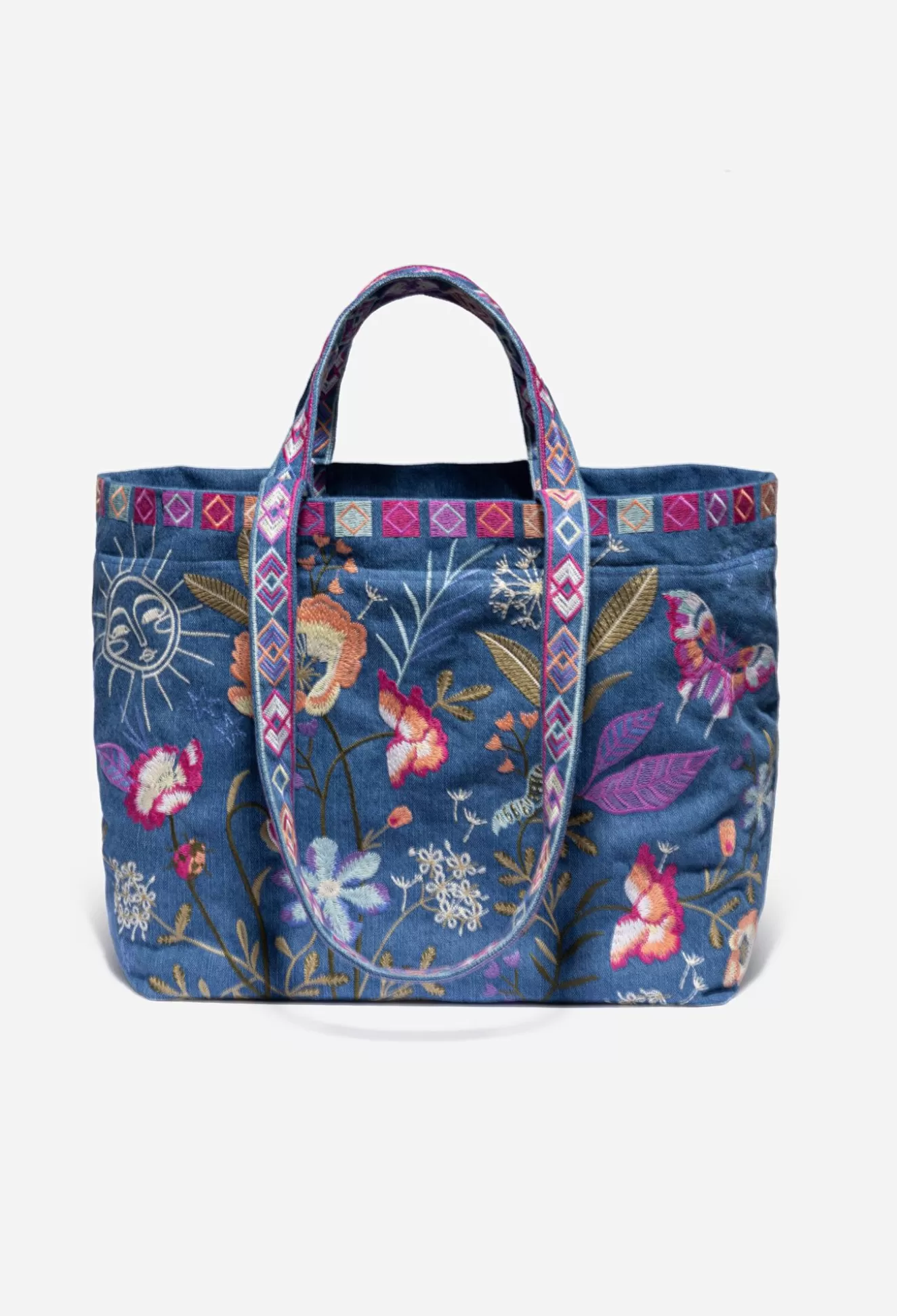 Handbags>Johnny Was Nila Travel Tote Denim Blue