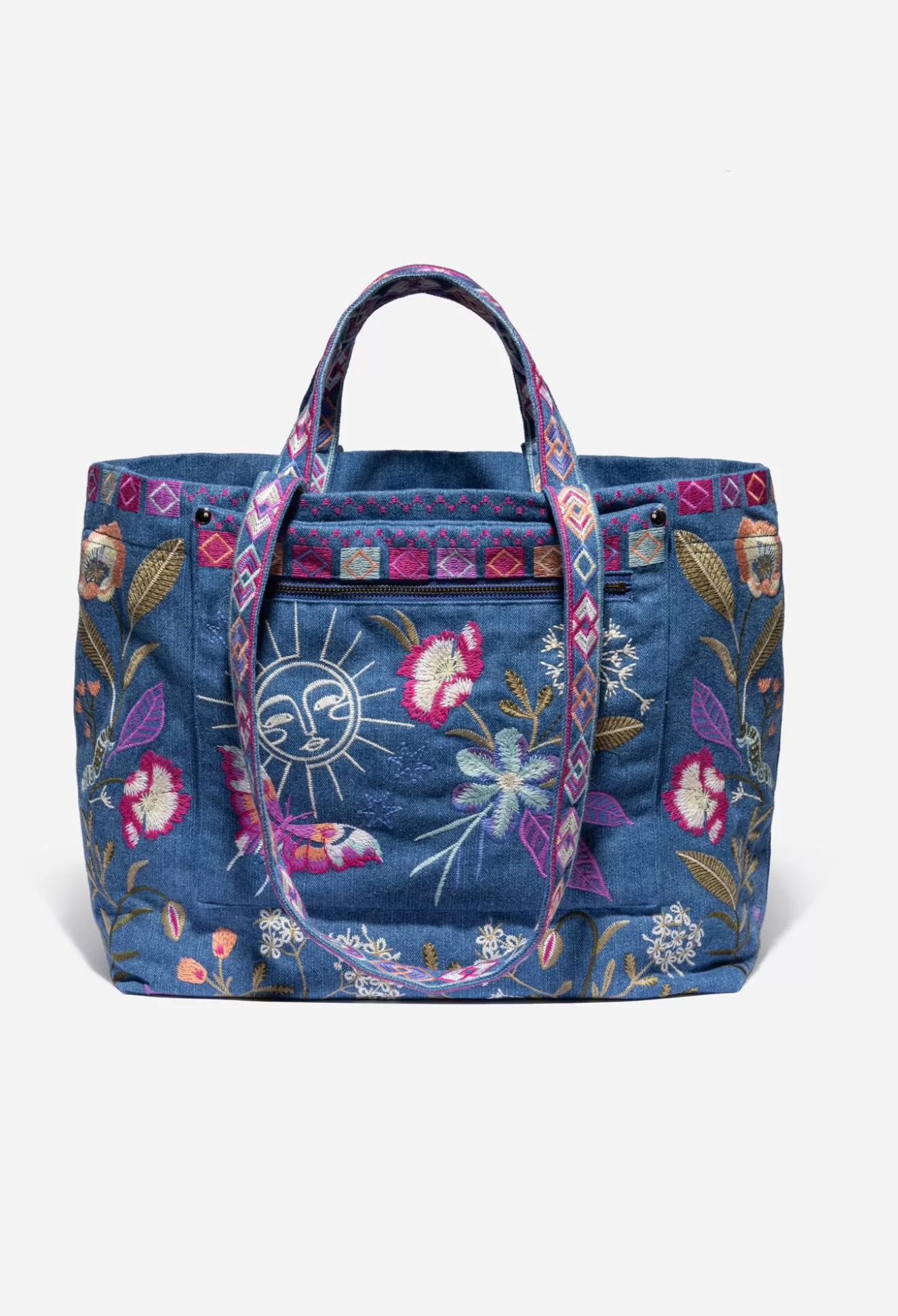 Handbags>Johnny Was Nila Travel Tote Denim Blue