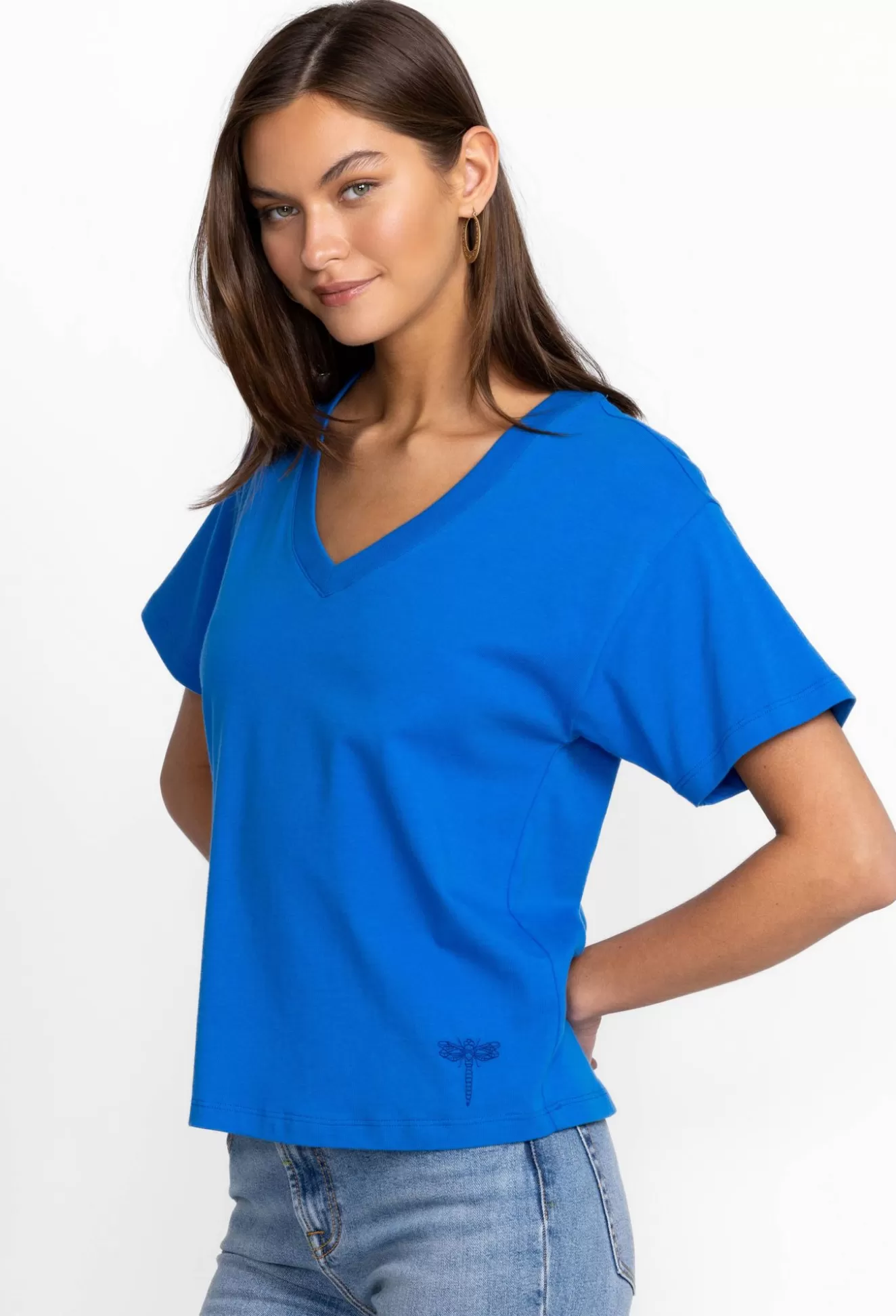 Tops>Johnny Was Organic Cotton Drop Shoulder Tee Black Beauty