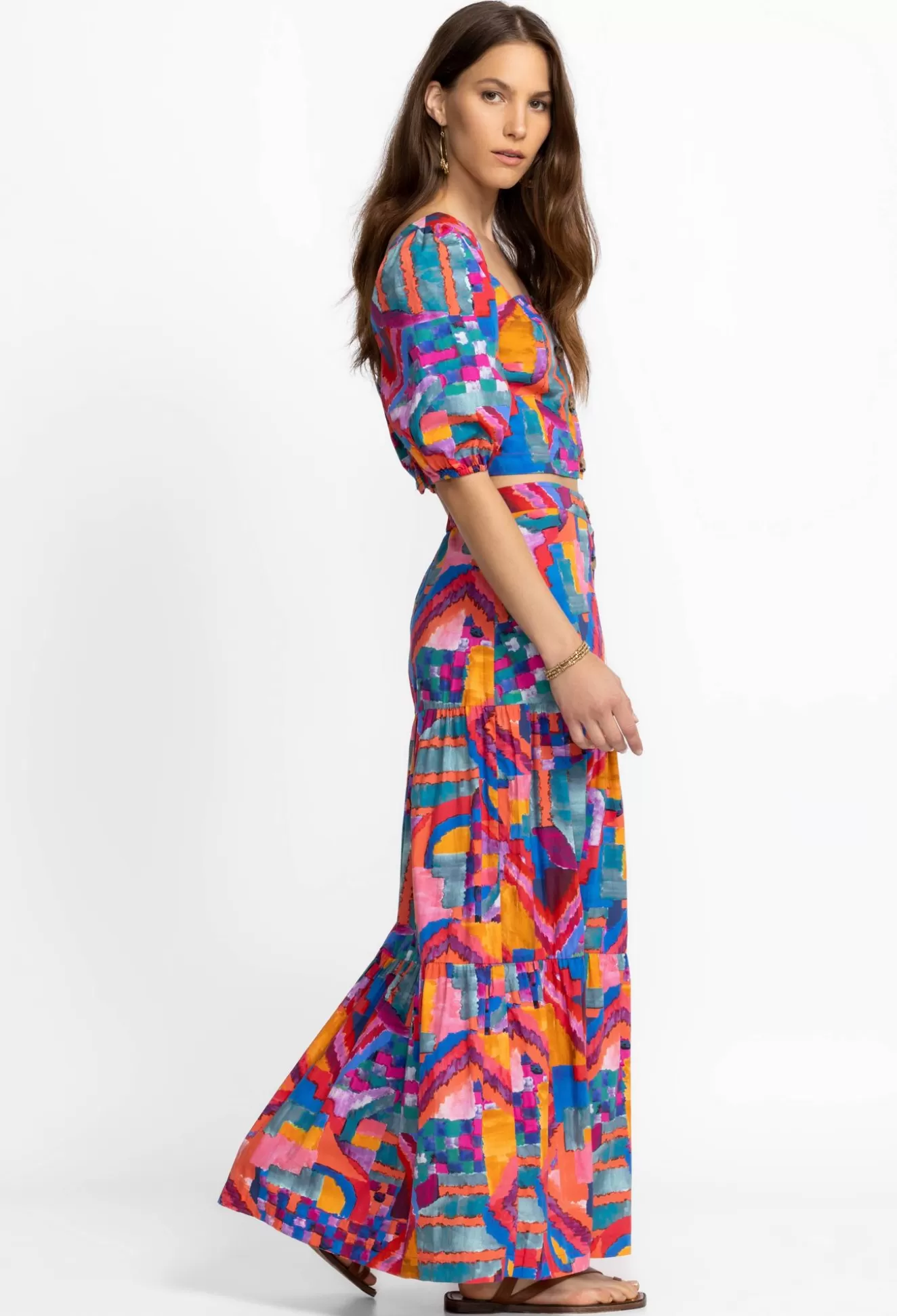 Bottoms>Johnny Was Poplin Skirt Summer Daydream
