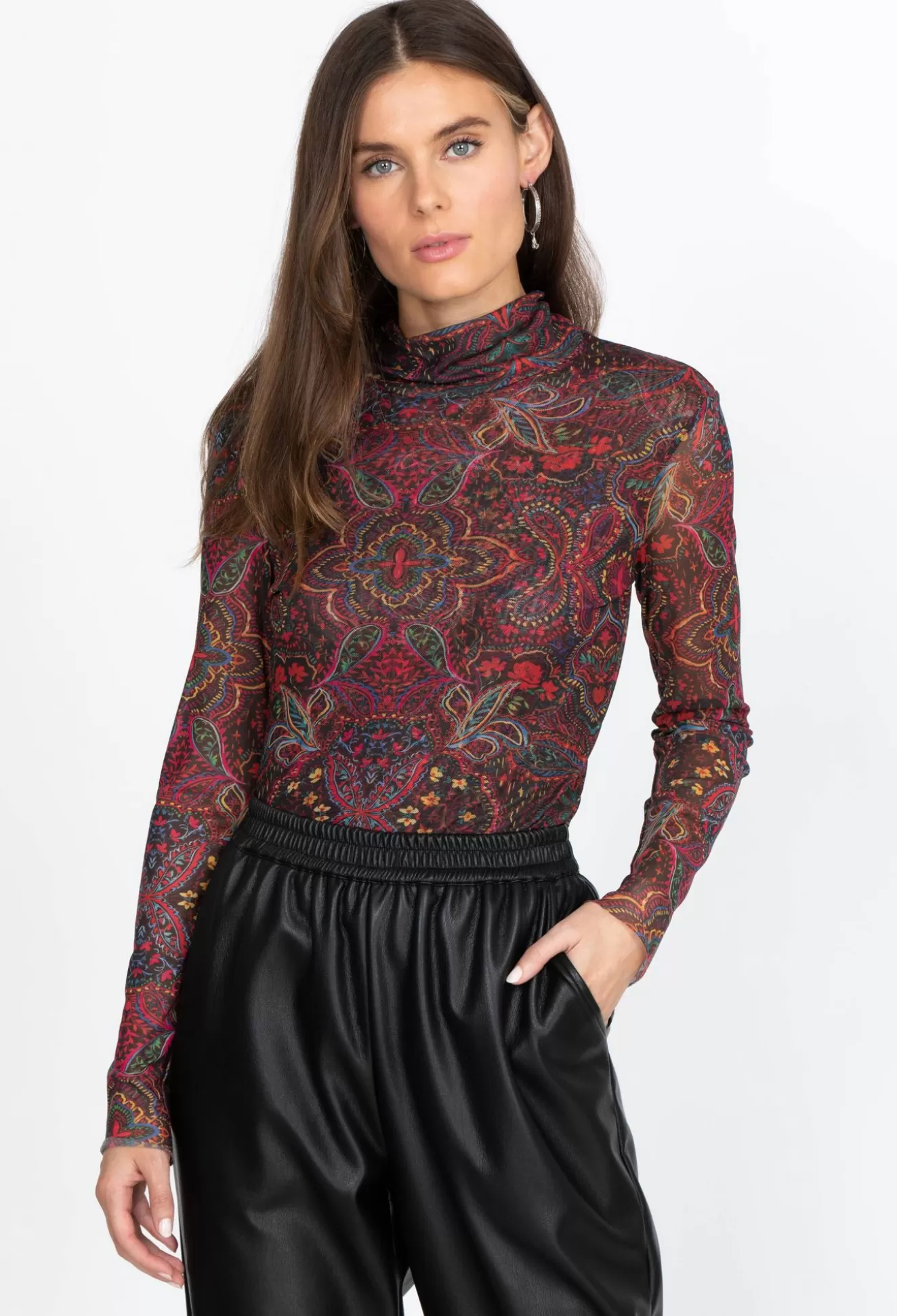 Tops>Johnny Was Potion Mock Neck Multi