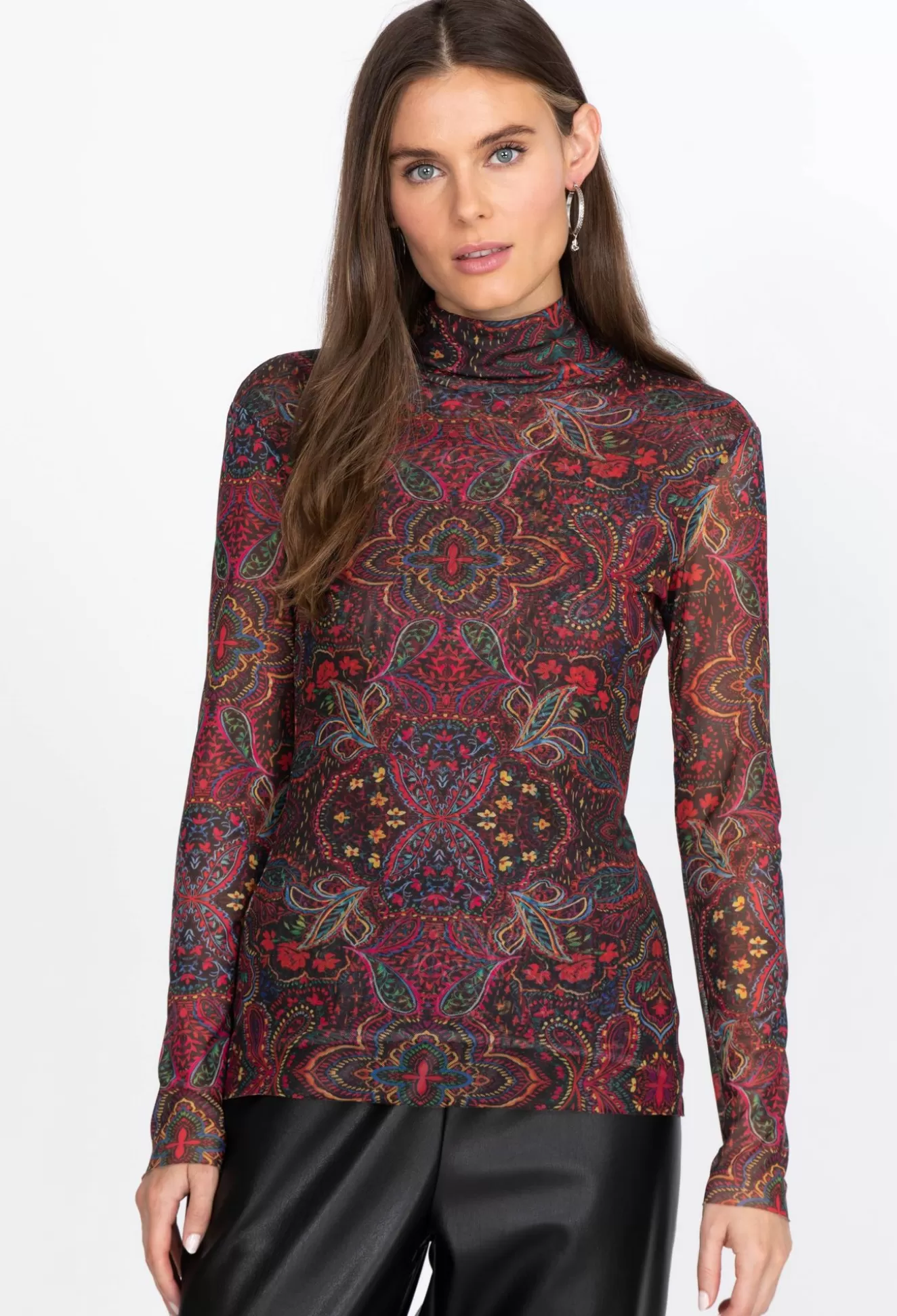 Tops>Johnny Was Potion Mock Neck Multi