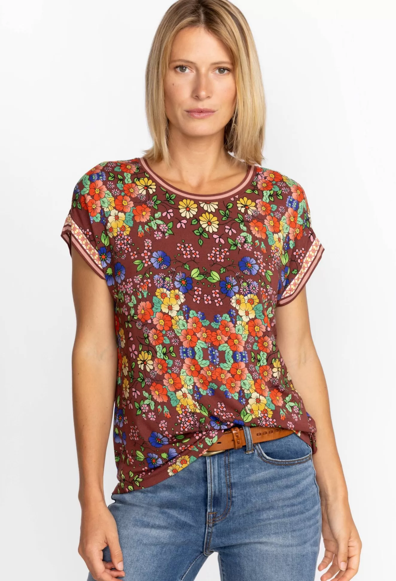 Tops>Johnny Was Relaxed Tee Teaberry