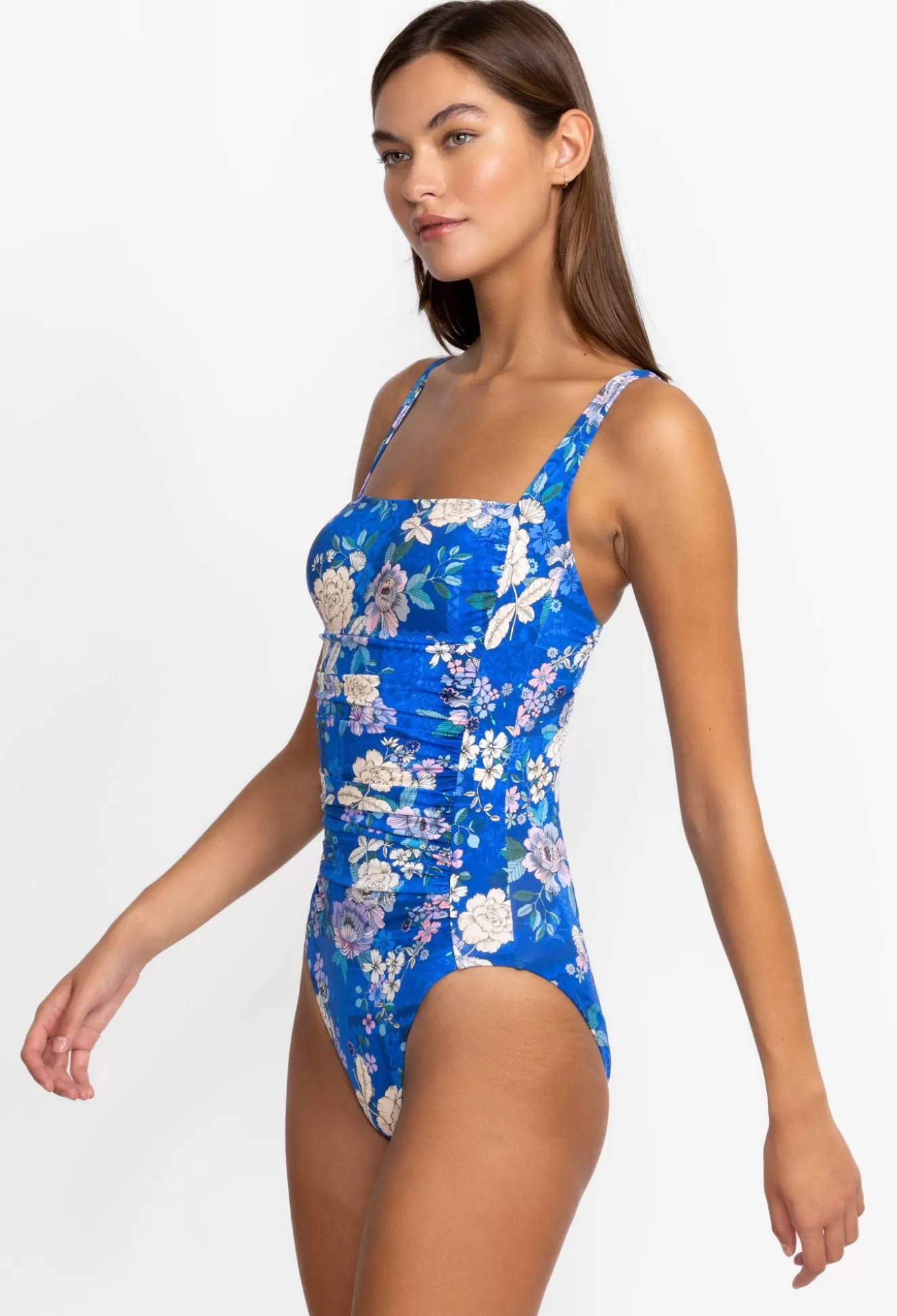 Swim & Resort>Johnny Was Ruched One Piece Blue Dove