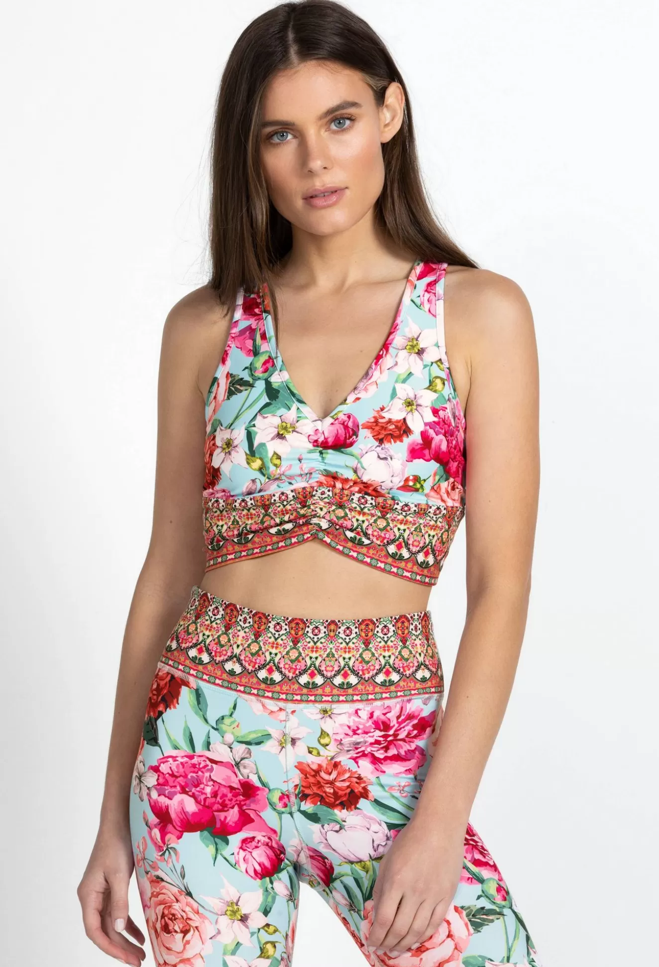 Active>Johnny Was Ruched Sports Bra Pink Rose