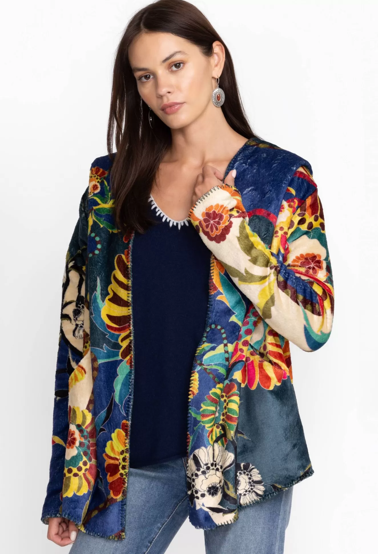 Outerwear>Johnny Was Sherpa Jacket Grey Peony