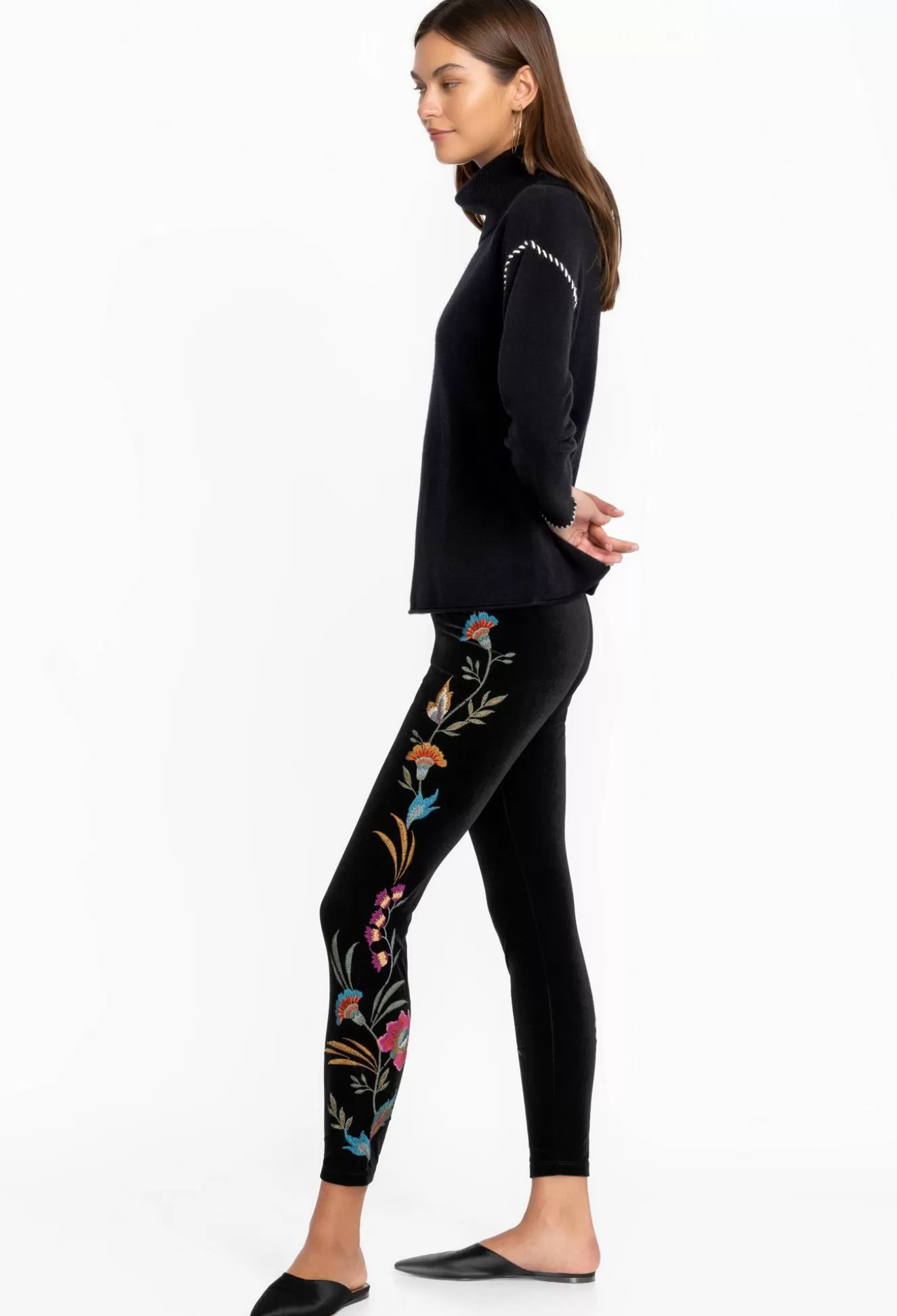 Bottoms>Johnny Was Sidonia Velvet Stretch Legging Black