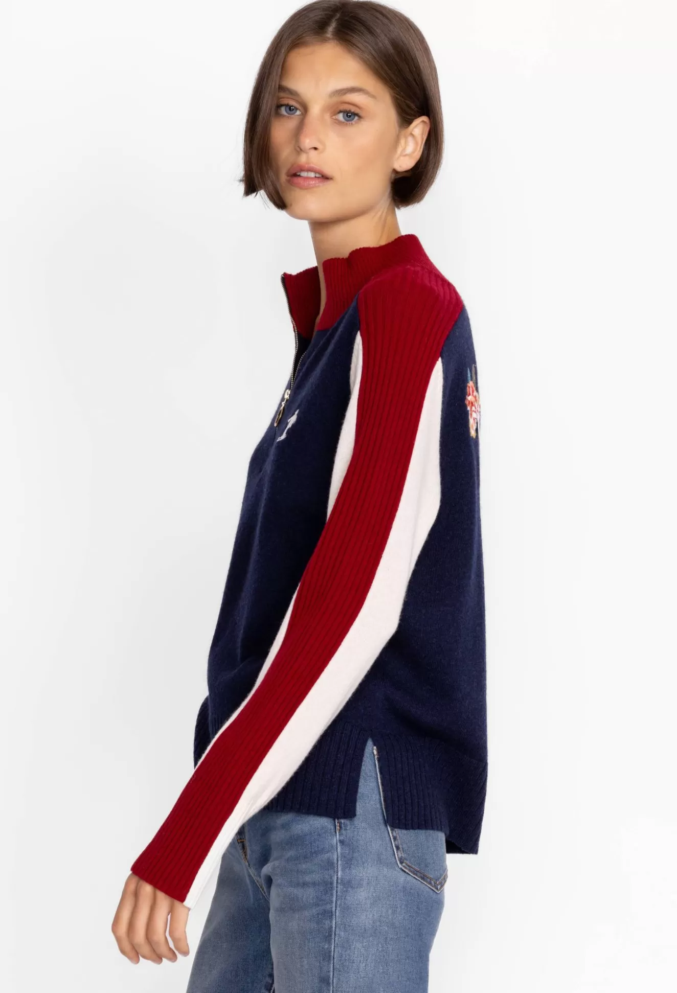 Outerwear>Johnny Was Ski Quarter Zip Pullover Navy