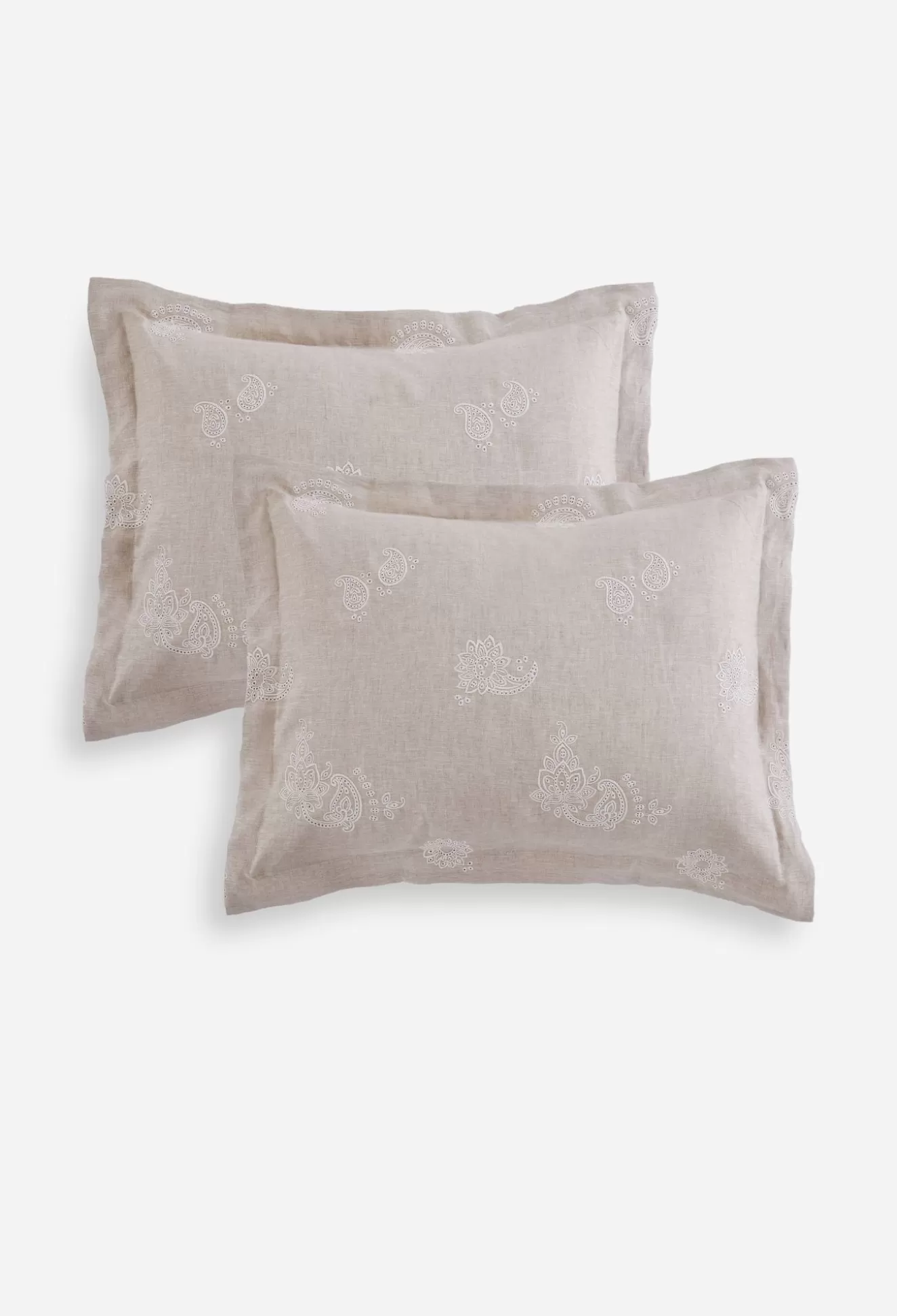 Bedding>Johnny Was Skyler Eyelet Linen Standard Shams Sand