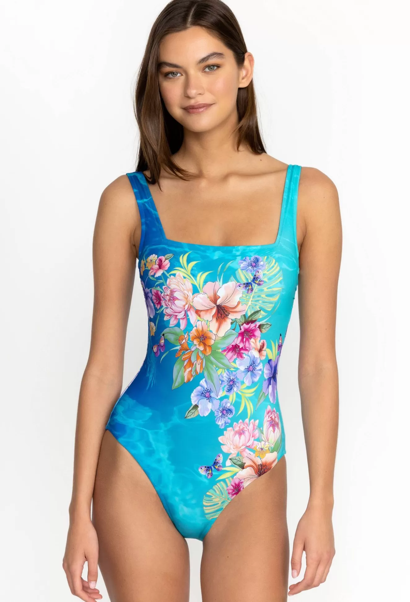 Swim & Resort>Johnny Was Square Neck One Piece Water Tropic