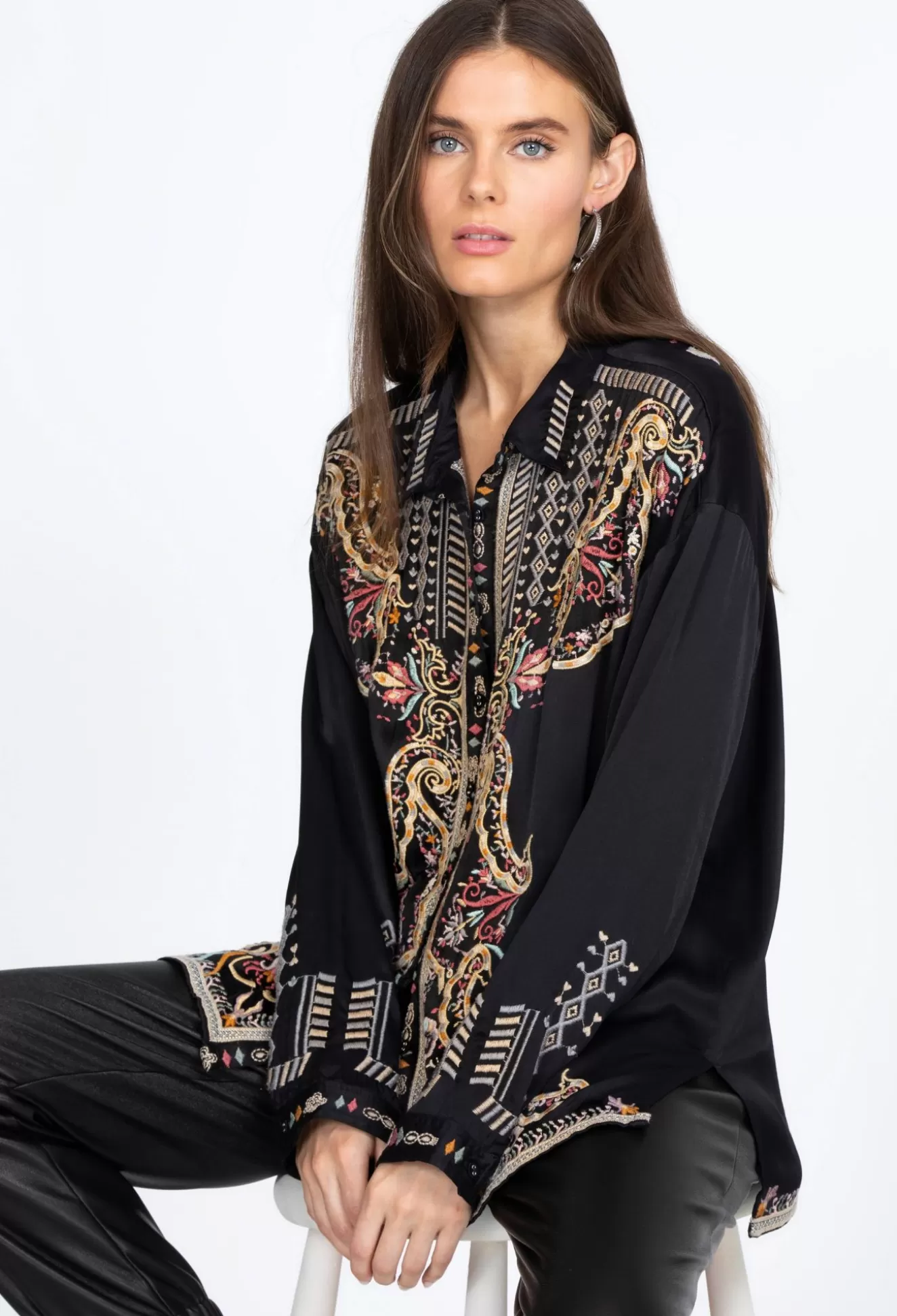 Tops>Johnny Was Tandit Blouse Darkest Spruce