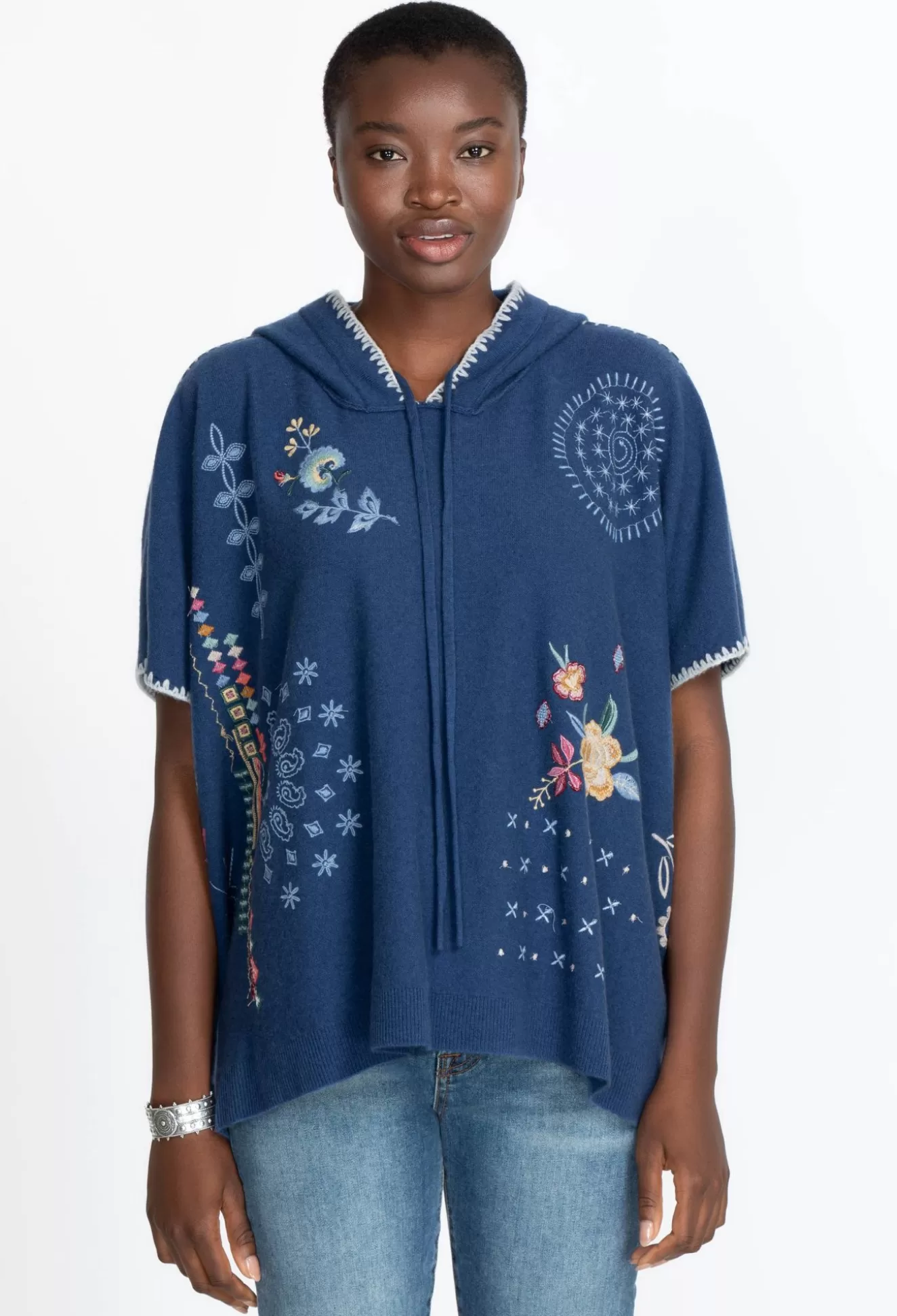 Tops>Johnny Was Taryn Poncho Azul