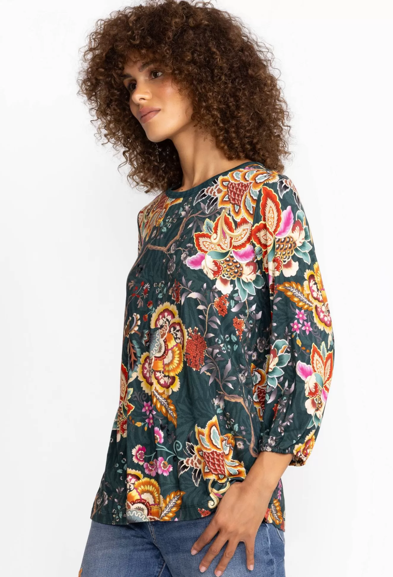 Tops>Johnny Was The Janie Favorite Puff Sleeve Knit Tee Orizaba