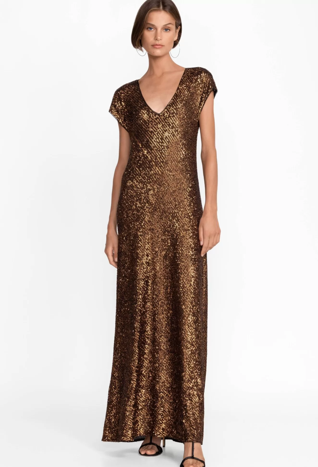 Dresses>Johnny Was Toto Sequin Maxi Dress Butterscotch