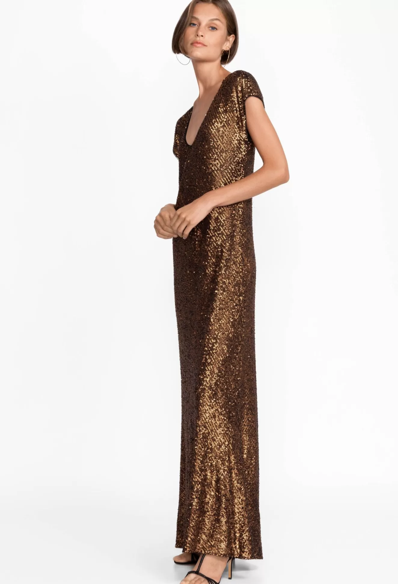 Dresses>Johnny Was Toto Sequin Maxi Dress Butterscotch