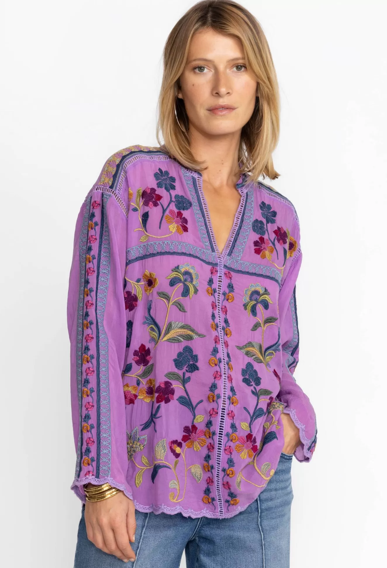 Tops>Johnny Was Vanessa Blouse Pansy