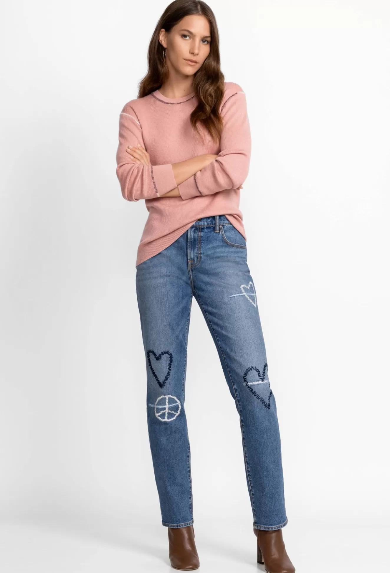 Bottoms>Johnny Was Woodstock Boyfriend Jean Destroyed Indigo