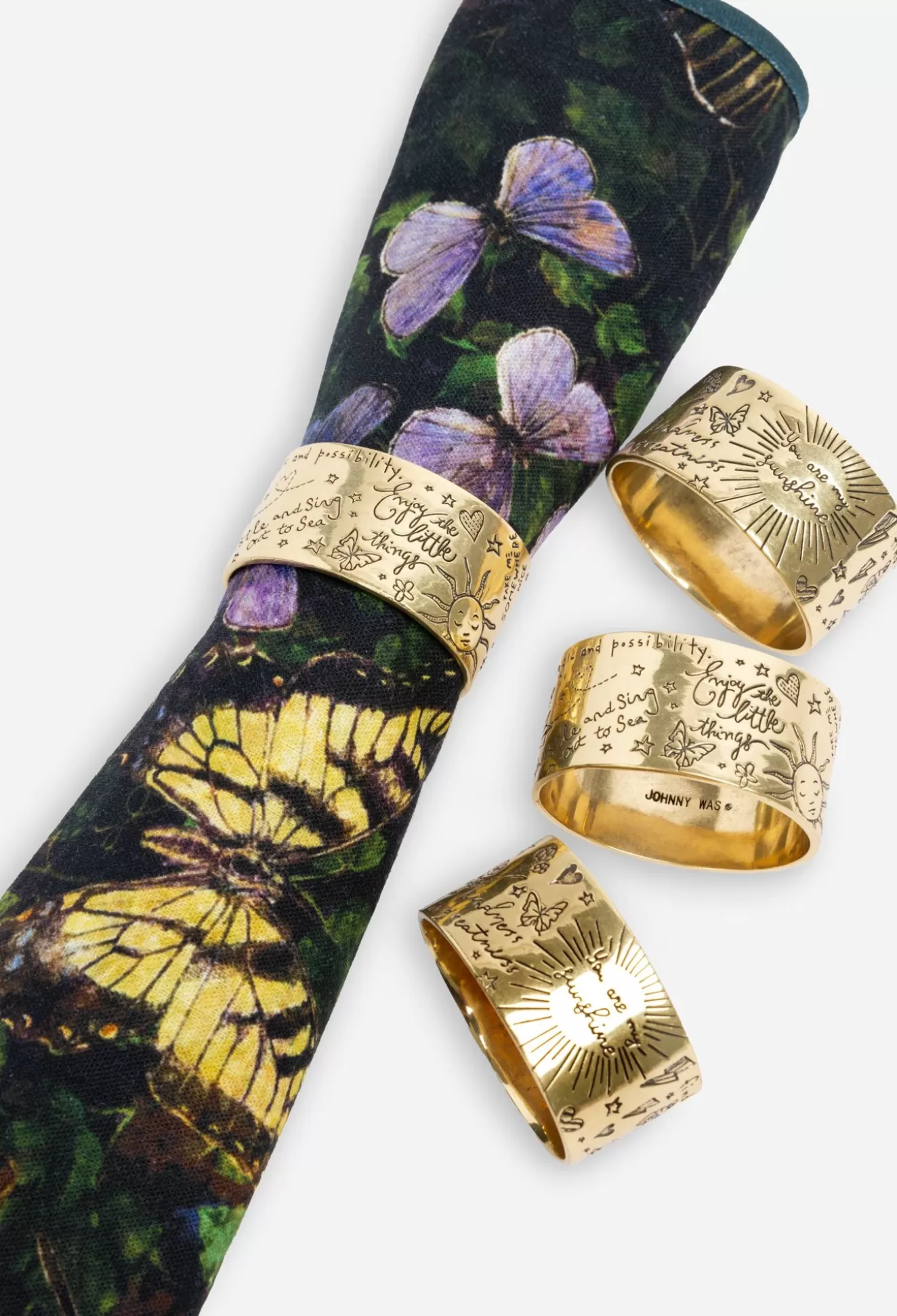 Home Accessories>Johnny Was Words Of Kindness Napkin Ring Set Gold