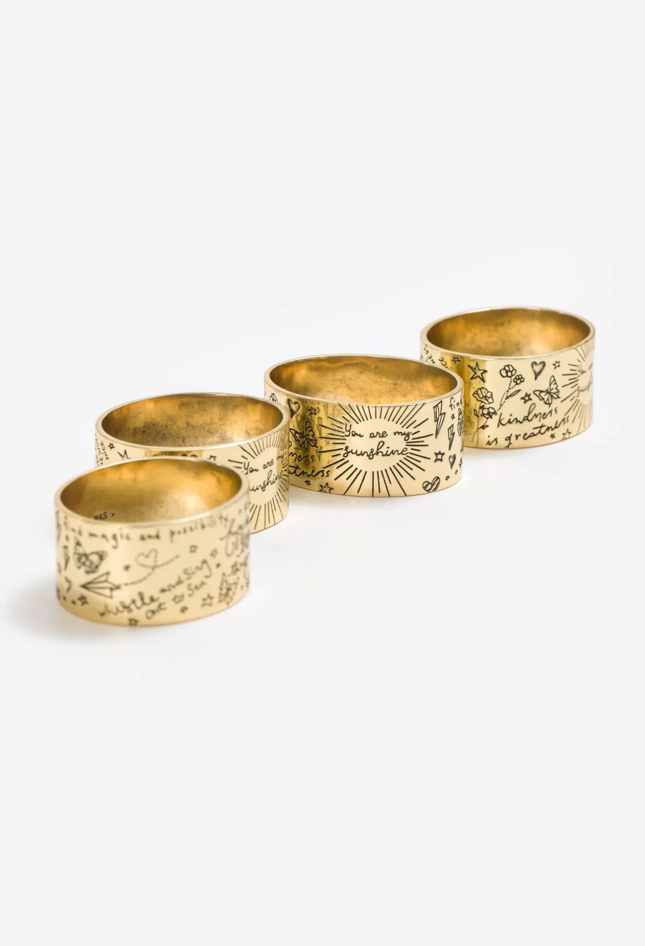 Home Accessories>Johnny Was Words Of Kindness Napkin Ring Set Gold