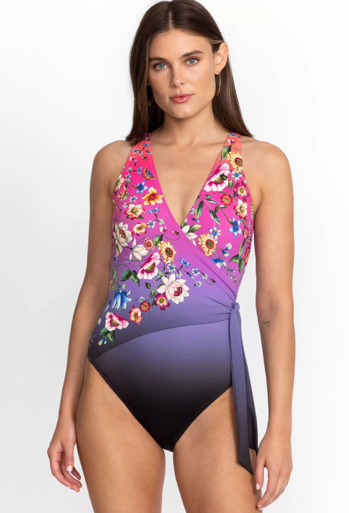 Swim & Resort>Johnny Was Wrap One Piece Ombre Garden