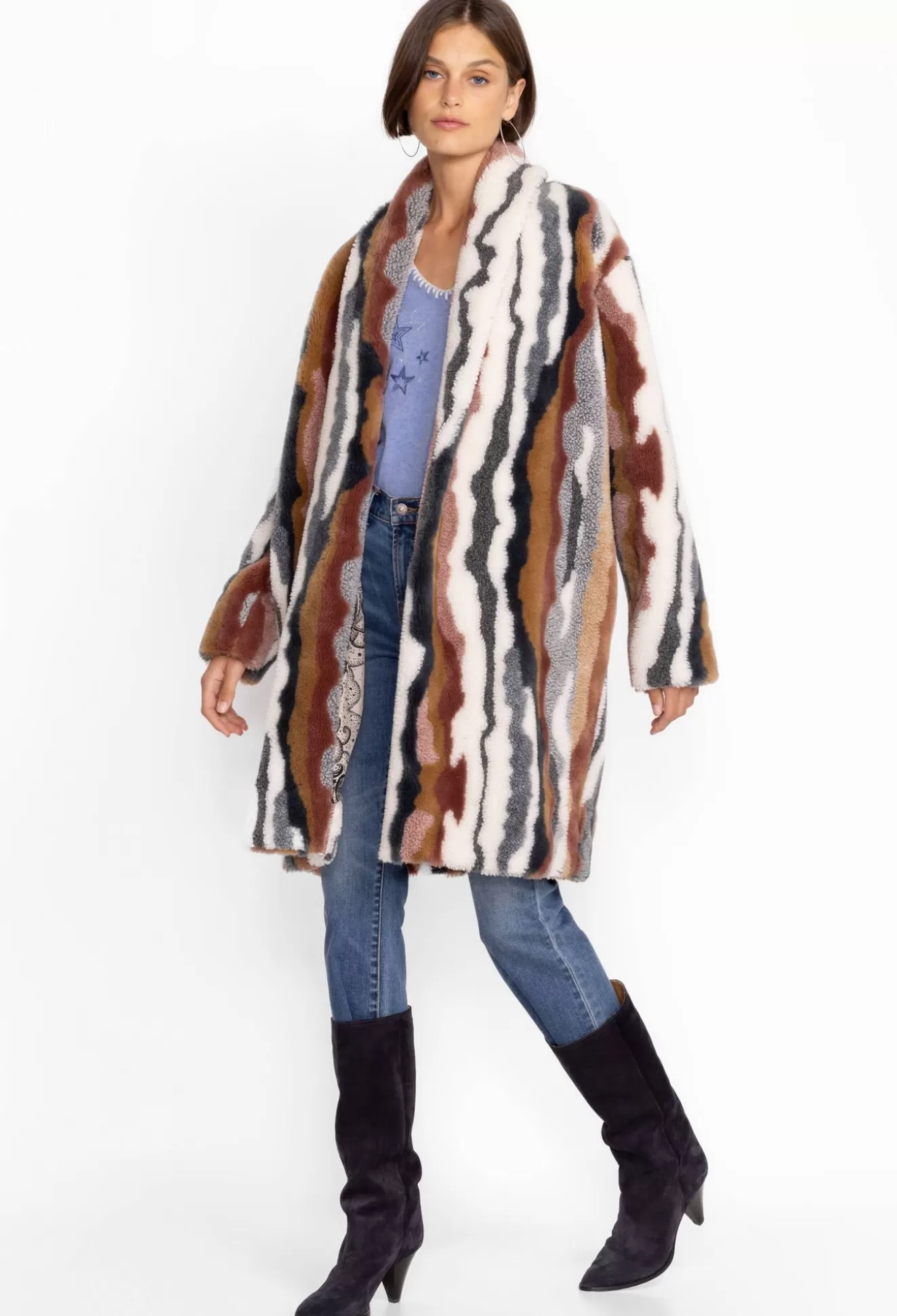 Outerwear>Johnny Was Ziggy Faux Fur Coat Multi