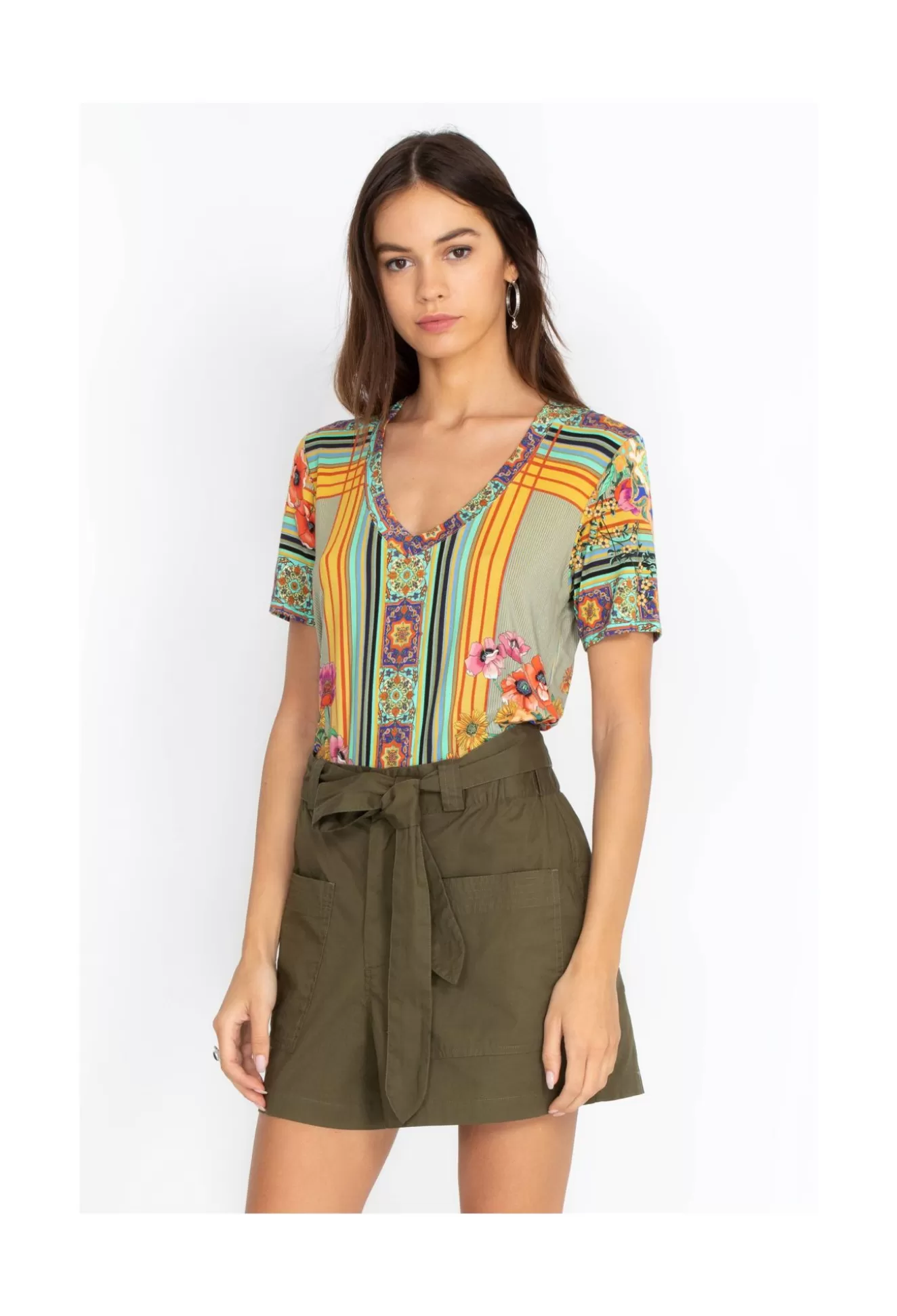 Bottoms>Johnny Was Zola Poplin Short Vintage Green