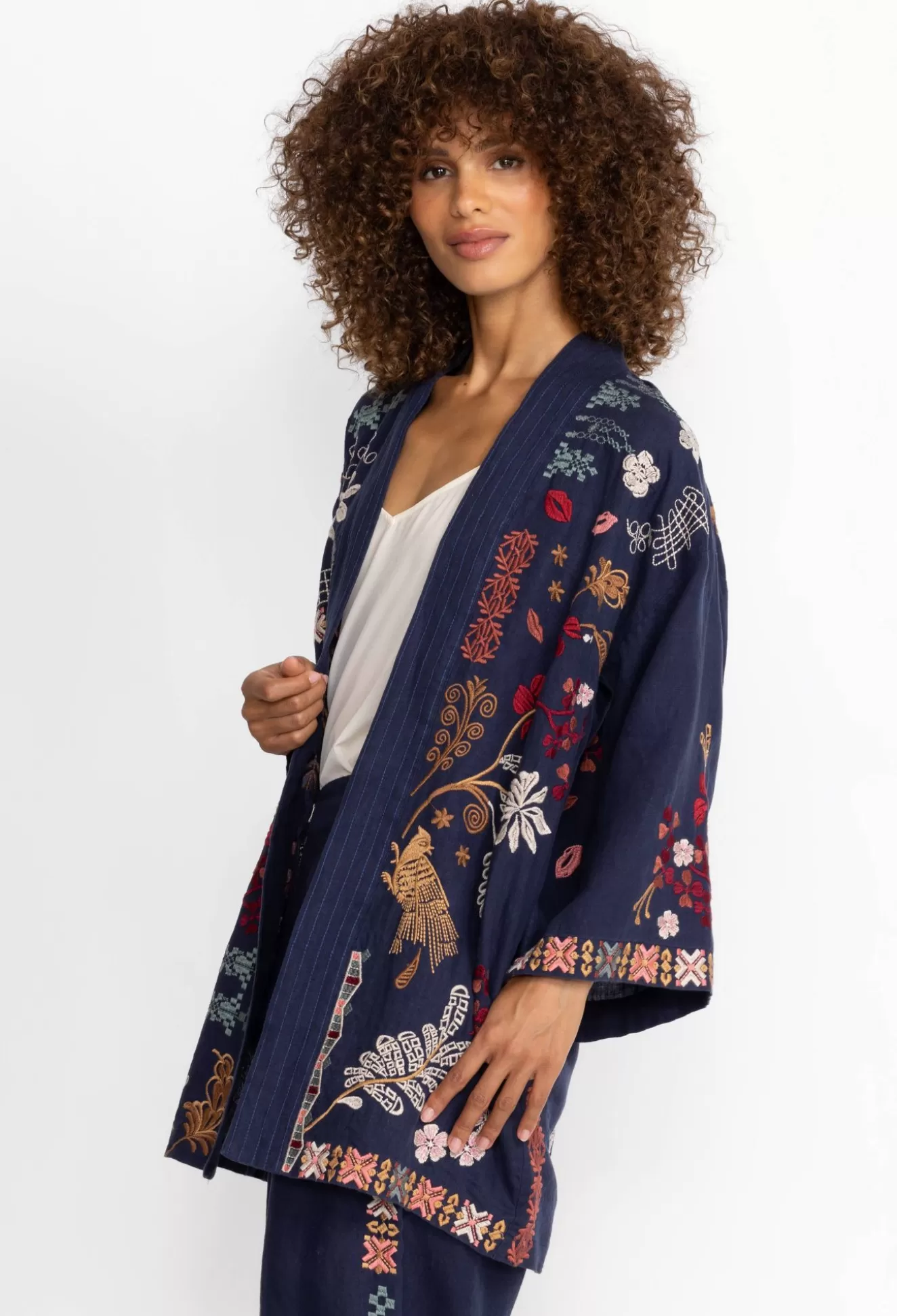 Kimonos>Johnny Was Zuzu Linen Kimono Ink